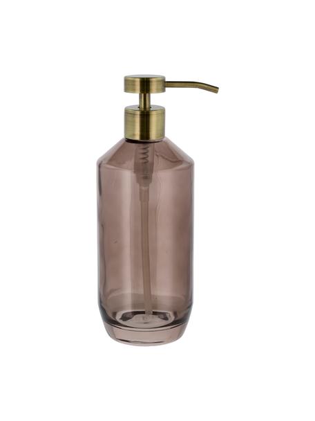 Dispenser sapone in vetro Vintage, Contenitore: vetro, Testa della pompa: plastica, Marrone, ottonato, Ø 8 x Alt. 21 cm