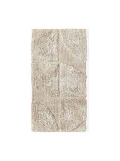 Flauschiger Hochflor-Teppich Jade mit erhabener Hoch-Tief-Struktur, Flor: 100 % Polyester, GRS-zert, Beige, B 80 x L 150 cm (Größe XS)