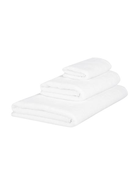 Set 3 asciugamani in tinta unita Comfort, Bianco, Set in varie misure