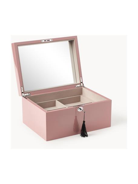 Sieradendoos Taylor met spiegel, Doos: gecoat MDF met glanzende , Onderzijde: fluweel om het meubilair , Oudroze, B 31 x H 16 cm
