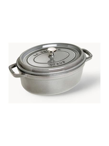 Ovaler Bräter La Cocotte aus Gusseisen, Gusseisen, Greige, Silberfarben, B 38 x H 17 cm, 5.5 L