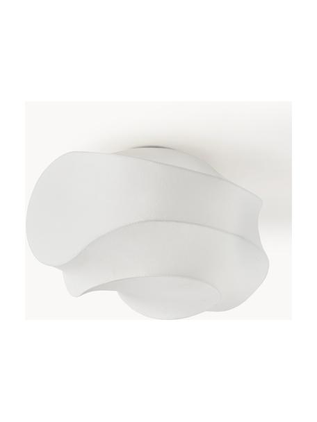 Plafonnier aspect soie Pearl, Blanc, mat, larg. 50 x haut. 30 cm