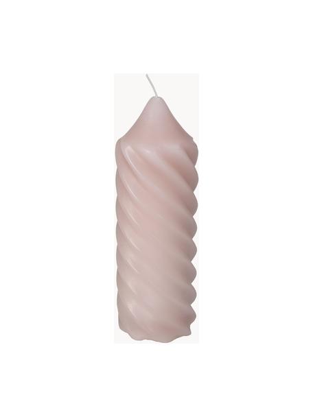 Grand pilier Spiral, Cire, Rose pâle, Ø 7 x haut. 20 cm