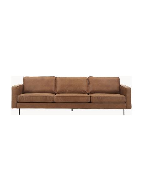 Bank Hunter (3-zits) van gerecycled leer, Bekleding: gerecycled leer (70% leer, Frame: massief grenenhout en vez, Poten: gelakt metaal, Leer bruin, B 264 x D 90 cm