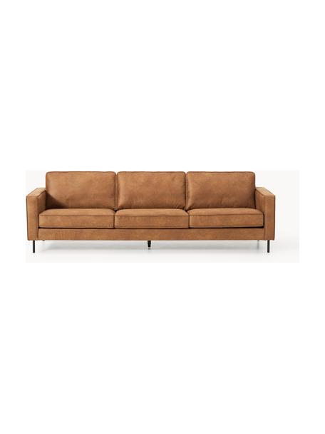 Sofa Hunter (3-Sitzer) aus recyceltem Leder, Bezug: Recyceltes Leder (70% Led, Gestell: Massives Kiefernholz, hoc, Füße: Metall, pulverbeschichtet, Leder Braun, B 264 x T 90 cm