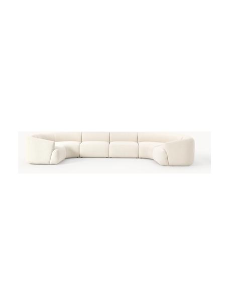 Modulární XL bouclé sedací souprava Sofia, Tlumeně bílá, D 450 cm, Š 231 cm