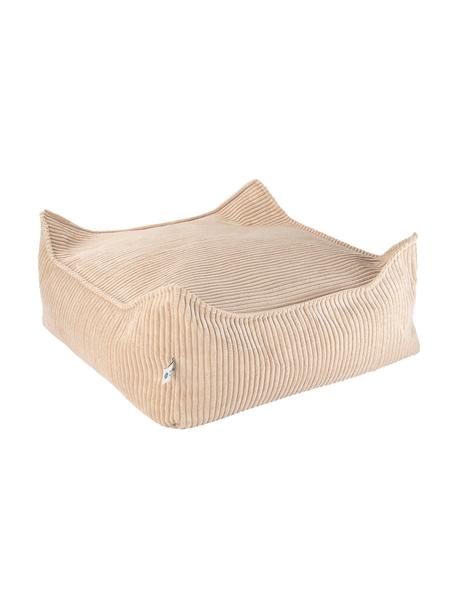Coussin de sol en velours côtelé pour enfant Sugar, Velours côtelé beige, larg. 60 x prof. 60 cm