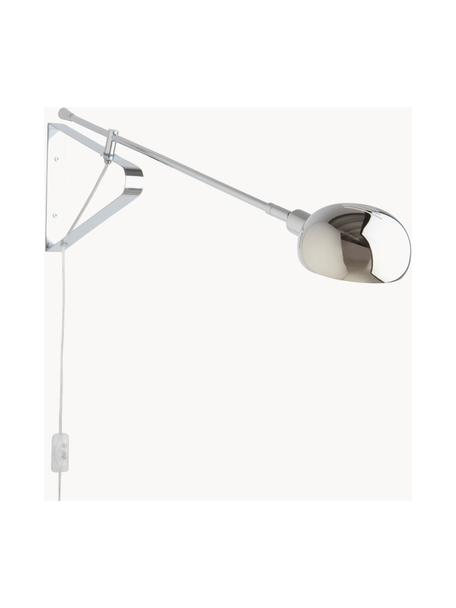 Grote wandlamp Lincon met stekker, Zilverkleurig, D 80 x H 21 cm