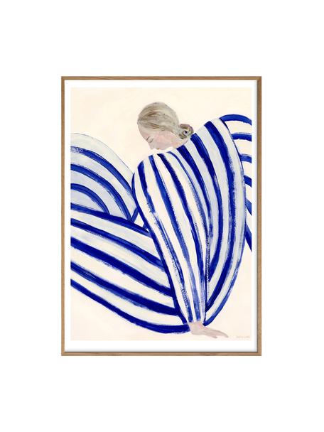 Poster Blue Stripe At Concorde by Sofia Lind x The Poster Club, Blu scuro, beige chiaro, Larg. 30 x Alt. 40 cm