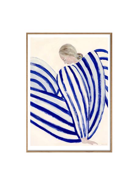 Poster bleu Stripe At Concorde by Sofia Lind x The Poster Club, Bleu foncé, beige clair, larg. 30 x haut. 40 cm