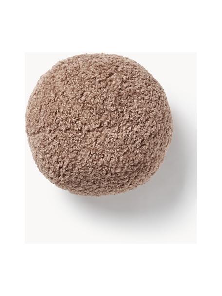 Coussin rond en peluche Dotty, Nougat, Ø 30 cm