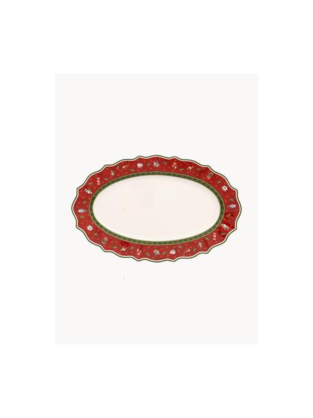 Porzellan-Servierplatte Toy's Delight, Premium Porzellan, Rot, Weiss, Grün, B 24 x L 38 cm