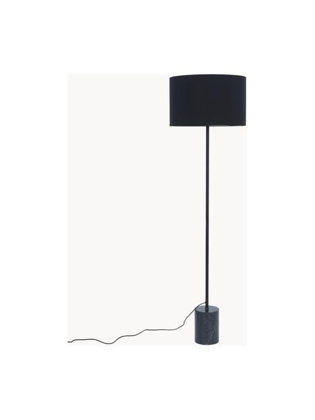 Lámpara de pie con base de mármol Cody, Pantalla: tela, Estructura: metal con pintura en polv, Cable: cubierto en tela, Mármol negro, Ø 45 x Al 159 cm