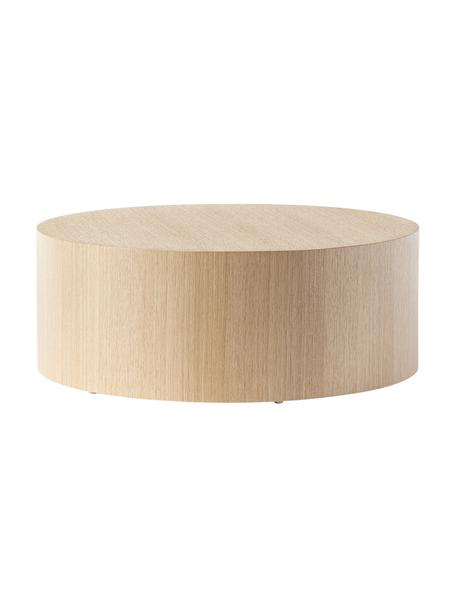 Table basse ronde en bois Dan, MDF (panneau en fibres de bois à densité moyenne) avec placage en bois de chêne, Rotin, bois, Ø 80 x haut. 30 cm