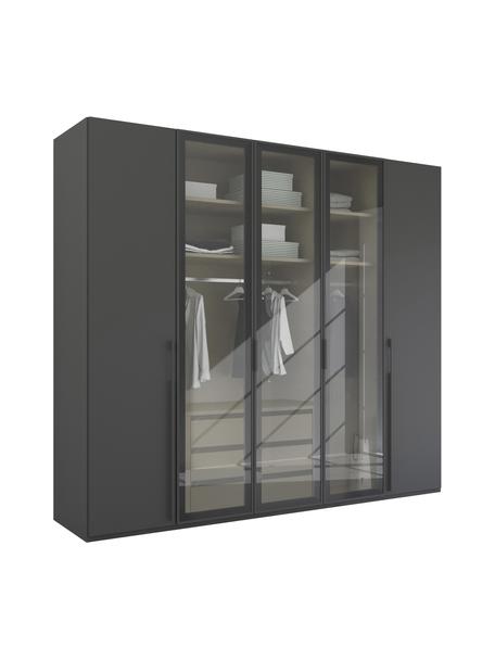 Drehtürenschrank Skat Shine mit beleuchteten Glastüren, Griffe: Metall, beschichtet, Anthrazit, B 251 x H 223 cm