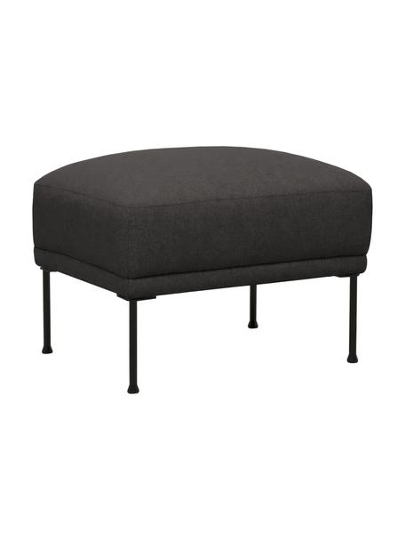 Poggiapiedi da divano in velluto con piedini in metallo Fluente, Rivestimento: 100% poliestere Con 40.00, Struttura: legno di pino massiccio, , Piedini: metallo verniciato a polv, Tessuto grigio scuro, Larg. 62 x Alt. 46 cm