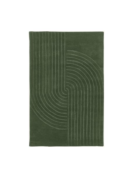 Tappeto in lana fatto a mano Mason, Retro: 100% cotone Nel caso dei , Verde scuro, Larg. 120 x Lung. 180 cm (taglia S)