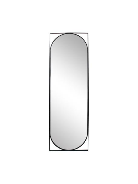 Ovaler Wandspiegel Azurite, Rahmen: Metall, beschichtet, Spiegelfläche: Spiegelglas, Schwarz, B 37 x H 117 cm