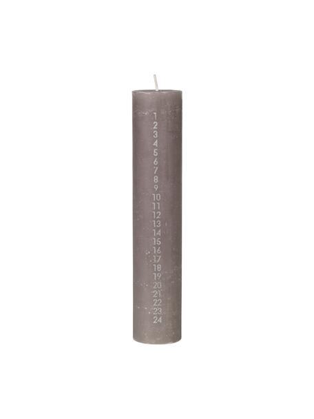 Handgemaakte adventskalenderkaars Rustic in grijs, Was, Grijs, Ø 5 x H 25 cm