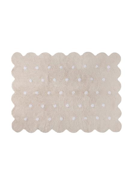 Handgefertigter Teppich Biscuit, Flor: 97 % Baumwolle, 3 % ander, Beige, Weiß, B 120 x L 160 cm