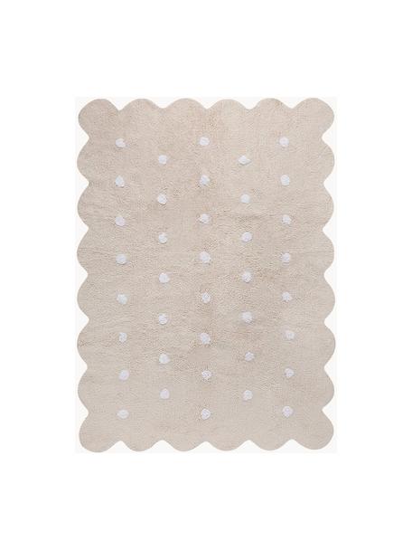 Tappeto per bambini fatto a mano Biscuit, lavabile, Retro: cotone, Beige chiaro, bianco, Larg. 120 x Lung. 160 cm (taglia S)