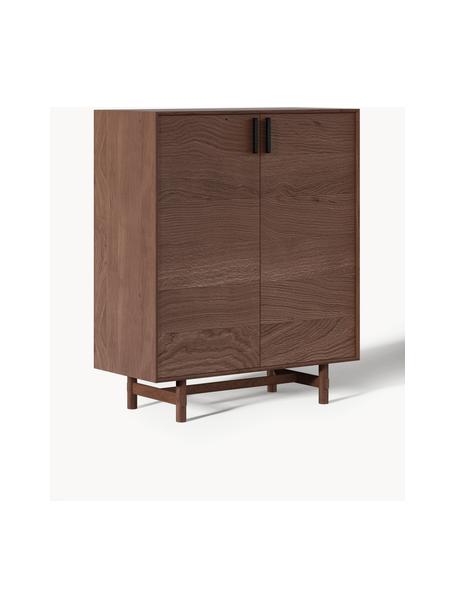 Chiffonnier de madera de roble Diana, Estructura: aglomerado chapado en mad, Patas: madera de roble maciza, Madera oscura, An 100 x Al 120 cm