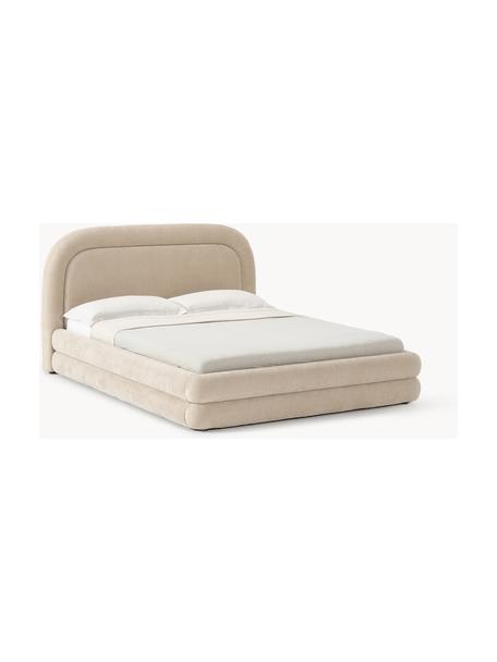 Gestoffeerd bed Solomon, Bekleding: 100% polyester Met 34.000, Frame: multiplex, Poten: kunststof Dit product is , Geweven stof lichtbeige, B 140 x L 200 cm