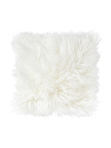 Funda de cojín de pelo sintético rizado Morten, Parte delantera: 67% acrilico, 33% poliést, Parte trasera: 100% poliéster, Blanco crema, An 40 x L 40 cm