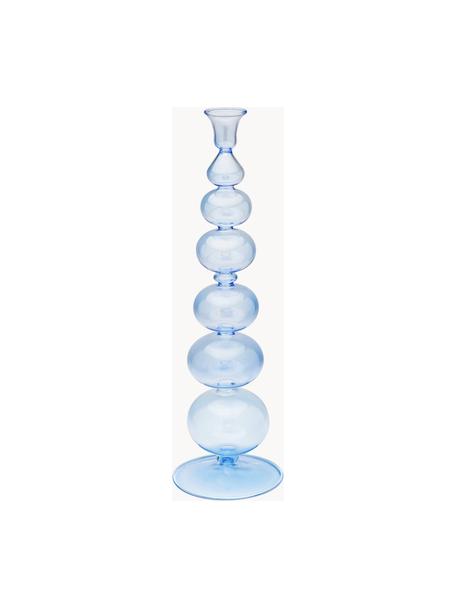 Mundgeblasener Kerzenhalter Balloon aus Borosilikatglas, Borosilikatglas, mundgeblasen, Hellblau, transparent, Ø 14 x H 45 cm