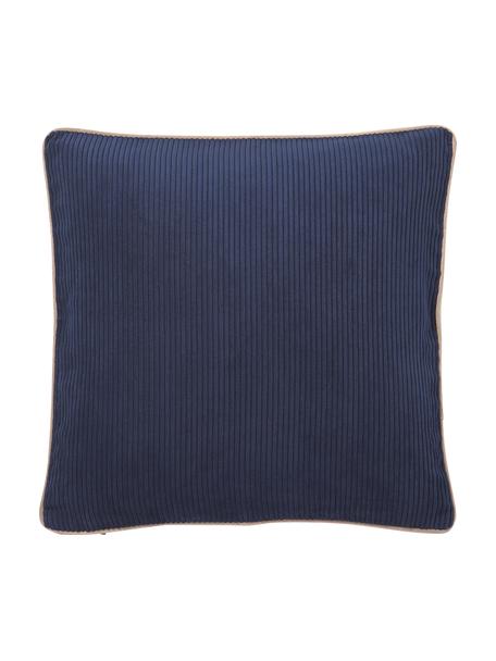 Zamatové poťahy na vankúše so štruktúrovaným povrchom Carter, 2 ks, 88 % polyester, 12 % nylon, Tmavomodrá, béžová, Š 45 x D 45 cm