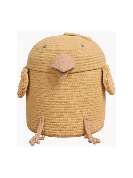 Aufbewahrungskorb Charlie the Chicken mit Deckel, handgefertigt, 67 % Baumwolle, 33 % Polyester, recycelt, Ocker, Peach, Ø 25 x H 30 cm