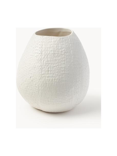 Jarrón artesanal grande Wendy, 24 cm, Cerámica, Blanco crema, Ø 23 x Al 24 cm