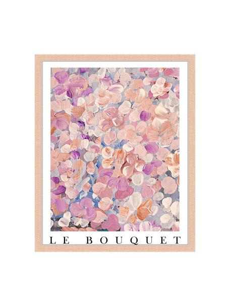 Impresión digital enmarcada Le Bouquet, Madera clara, multicolor, An 43 x Al 53 cm