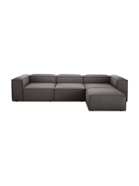 Canapé d'angle modulable 4 places avec pouf Lennon, Tissu anthracite, larg. 327 x prof. 207 cm