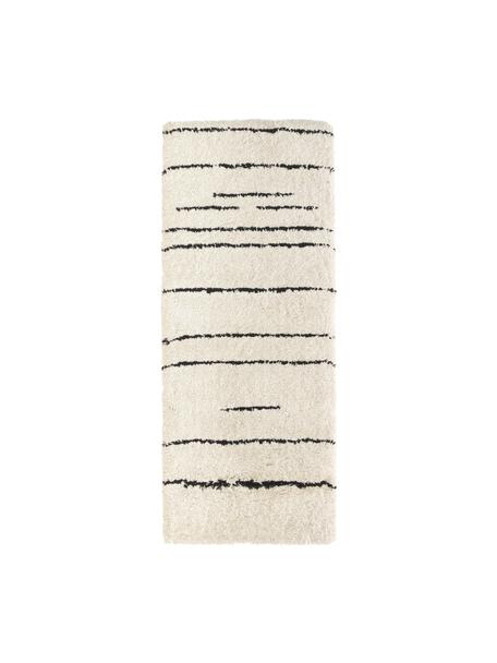 Passatoia soffice a pelo lungo taftata a mano Dunya, Retro: 100% cotone, Beige, nero, Larg. 80 x Lung. 200 cm