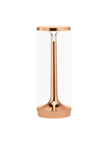 Kleine mobile LED-Tischlampe Bon Jour, dimmbar, Kunststoff, Rosa mit Metallic-Finish, Ø 11 x H 27 cm