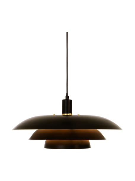 Hanglamp Epsilion in zwart, Lampenkap: gecoat metaal, Baldakijn: kunststof, Zwart, Ø 45 x H 21 cm