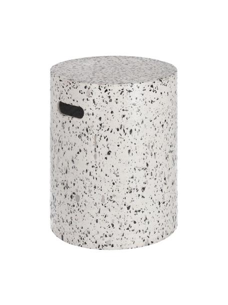 Garten-Beistelltisch Janell aus Terrazzo in Weiß, Zementfaser, Weiß, Schwarz, Ø 35 cm, H 46 cm
