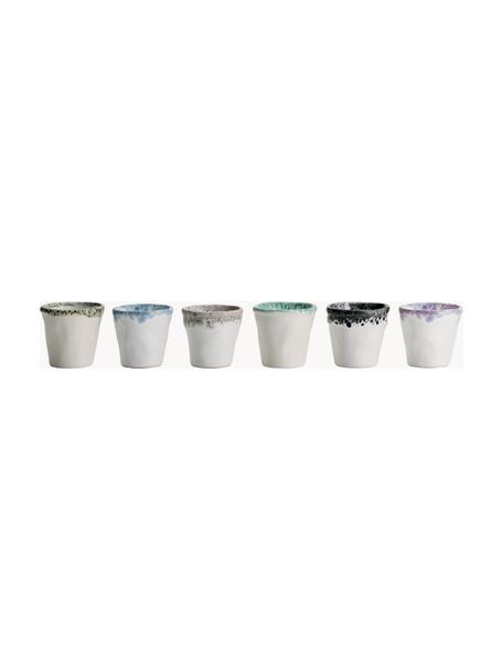 Súprava ručne vyrobených pohárov na espresso Stone, 6 dielov, Keramika, Viacfarebná, lomená biela, Ø 6 x V 6 cm, 70 ml