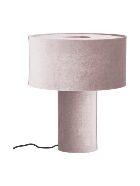 Fluwelen tafellamp Frida, Lampvoet: kunststof met fluwelen be, Lampenkap: fluweel, Diffuser: fluweel, Roze, Ø 30 x H 36 cm