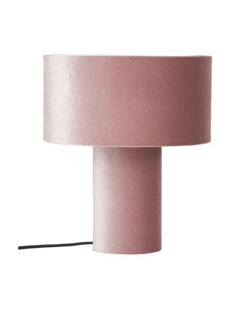 Fluwelen tafellamp Ron, Lampvoet: kunststof met fluwelen be, Lampenkap: fluweel, Diffuser: fluweel, Fluweel roze, Ø 30 x H 35 cm