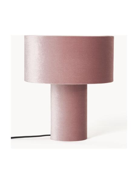 Sametová stolní lampa Ron, Světle růžová, Ø 30 cm, V 35 cm
