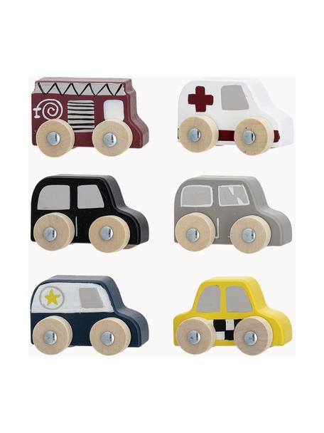 Set 6 auto giocattolo in legno Car, Pannelli di fibra a media densità (MDF), legno dell'albero del loto, Multicolore, Larg. 20 x Alt. 23 cm