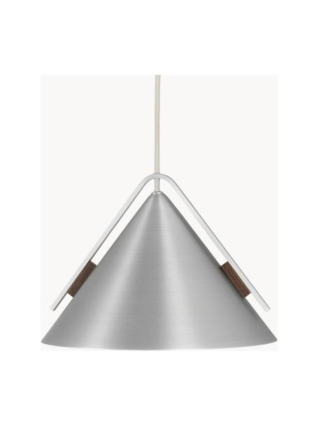 Lámpara de techo Cone, tamaños diferentes, Cable: cubierto en tela, Plateado, Ø 25 x Al 20 cm