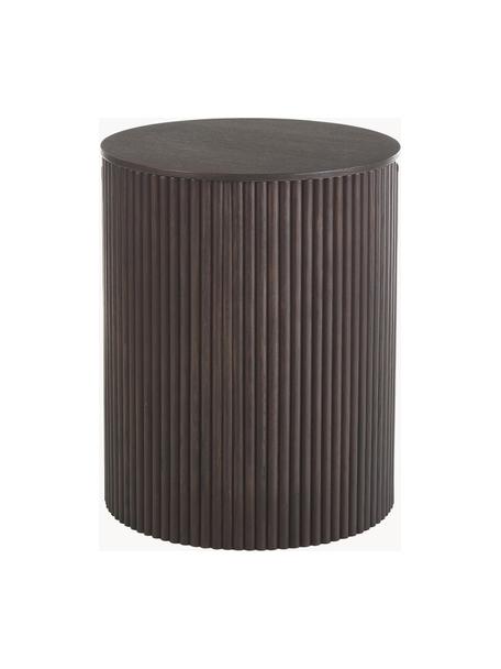 Table d'appoint avec rangement Nele, MDF avec placage en frêne, Brun foncé, Ø 40 x haut. 51 cm
