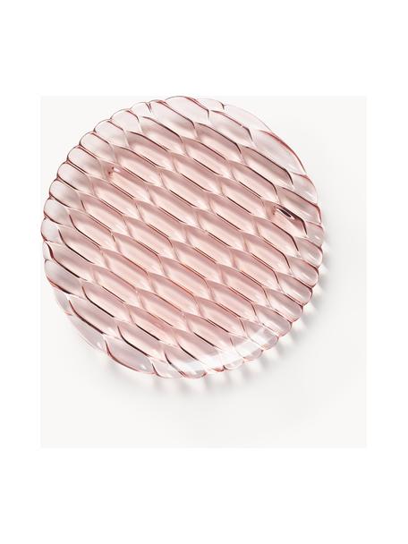 Piatti colazione con motivo strutturato Jellies 4 pz, Plastica, Rosa chiaro, Ø 22 cm