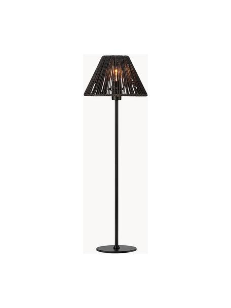 Grande lampe à poser abat-jour tressé Corda, Noir, Ø 20 x haut. 62 cm