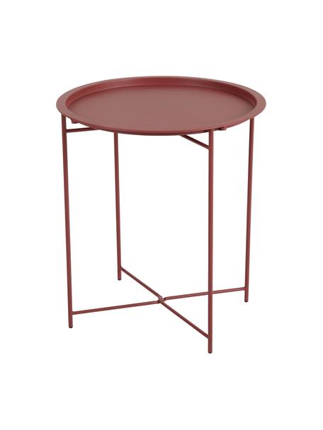 Tavolino-vassoio rotondo in metallo Sangro, Metallo verniciato a polvere, Rosso, Ø 46 x Alt. 52 cm