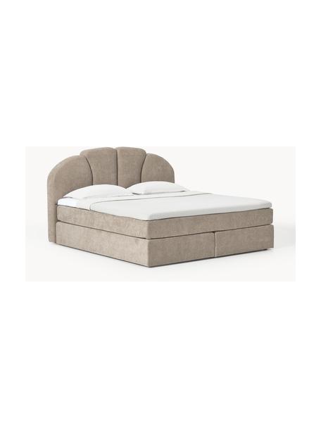 Boxspringbett Romia, Bezug: 100 % Polyester Der strap, Matratze: 7-Zonen-Taschenfederkern, Webstoff Greige, B 200 x L 200 cm, Härtegrad H2+H3