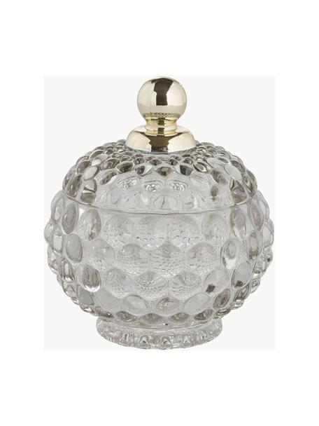 Petite boîte de rangement à billes Myan, Verre, Gris clair, doré, Ø 10 x haut. 11 cm